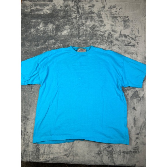 VINTAGE Magnet T-Shirt Men's L Blue Heavyweight Blank Plain Tee 90s - Picture 1 of 8